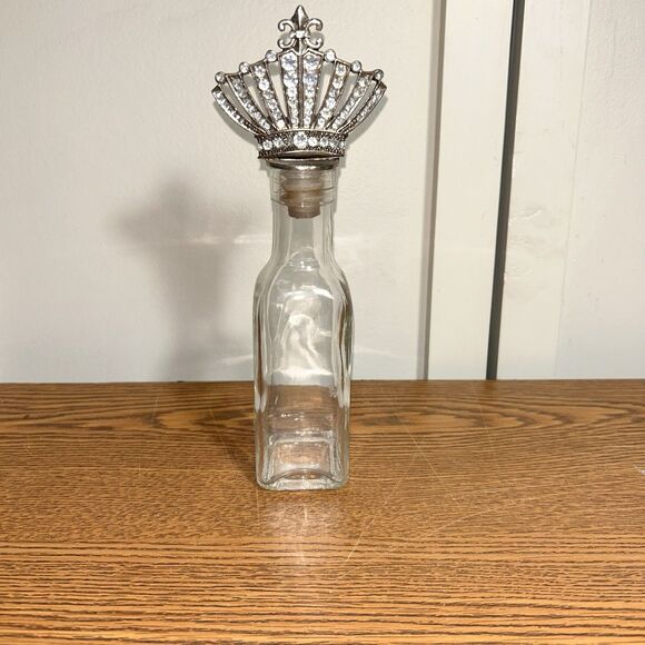 Other - Glass Bottle Decanter w/ Jeweled Crown Topper